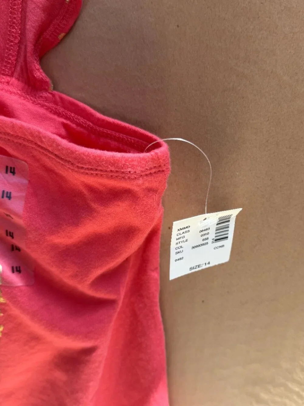 NWT Girls Justice Coral/Red Tank Top w/Gold Studded Heart Graphic, Size 14